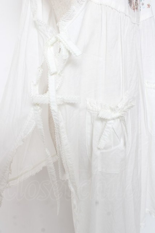 画像5: PINK HOUSE / さざ波とねこ刺繍ローンタブリエ F 白 Y-25-12-20-003-LO-TO-SZ-ZY (5)