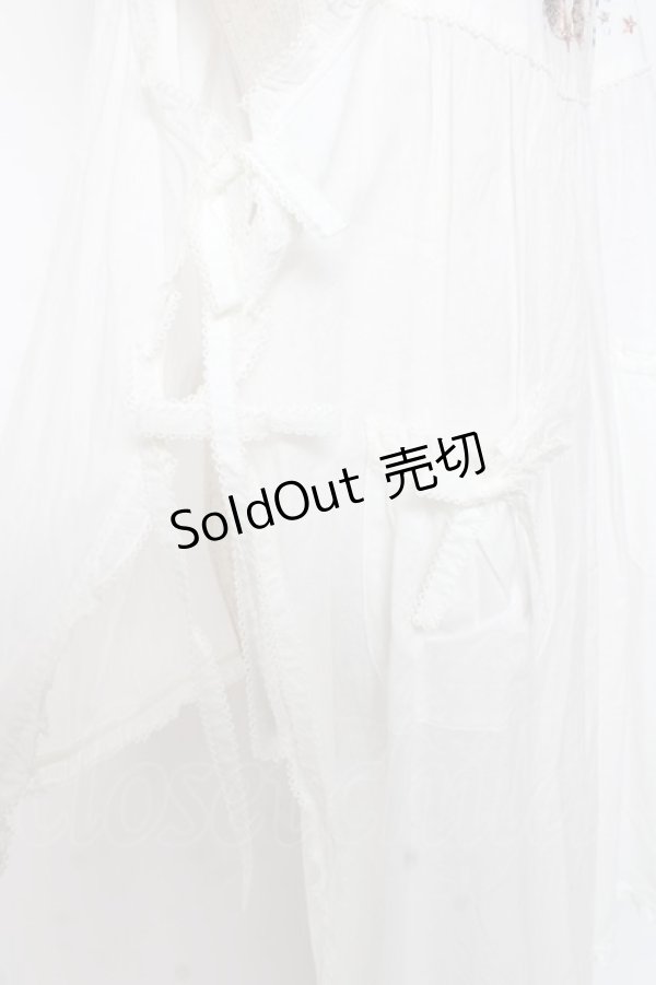 画像5: PINK HOUSE / さざ波とねこ刺繍ローンタブリエ F 白 Y-25-12-20-003-LO-TO-SZ-ZS (5)