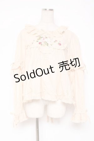 画像: PINK HOUSE / Berry Rose刺繍入りブラウス F 生成り Y-25-12-20-025-LO-BL-SZ-ZY