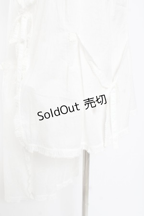 画像6: PINK HOUSE / さざ波とねこ刺繍ローンタブリエ F 白 Y-25-12-20-003-LO-TO-SZ-ZS (6)