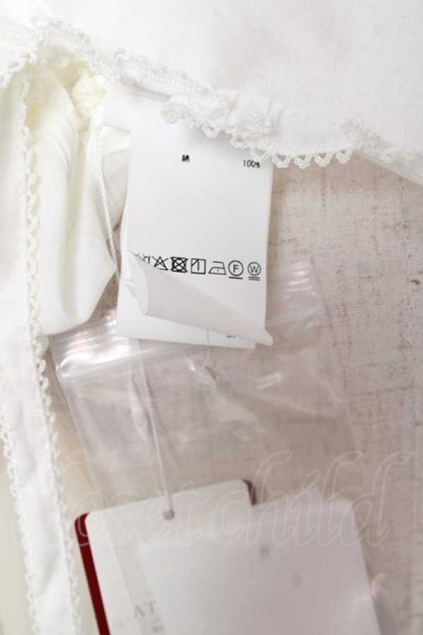 画像7: PINK HOUSE / さざ波とねこ刺繍ローンタブリエ F 白 Y-25-12-20-003-LO-TO-SZ-ZY (7)