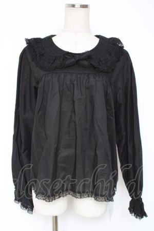 画像: PINK HOUSE / 胸元切り替えブラウス F 黒 Y-25-12-20-027-LO-BL-SZ-ZY