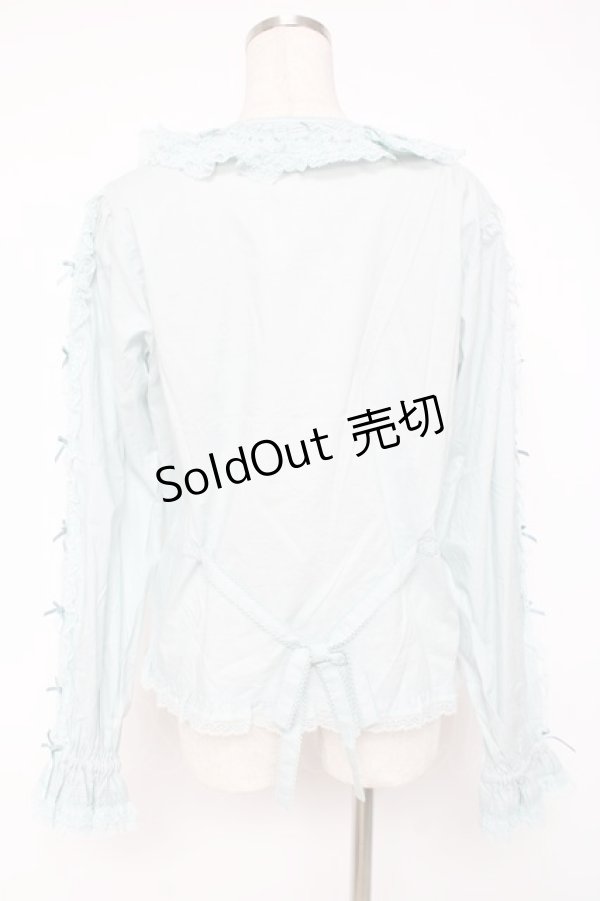 画像2: PINK HOUSE / レース&リボン使いローンブラウス F サックス(ミント) Y-25-12-20-030-LO-BL-SZ-ZY (2)