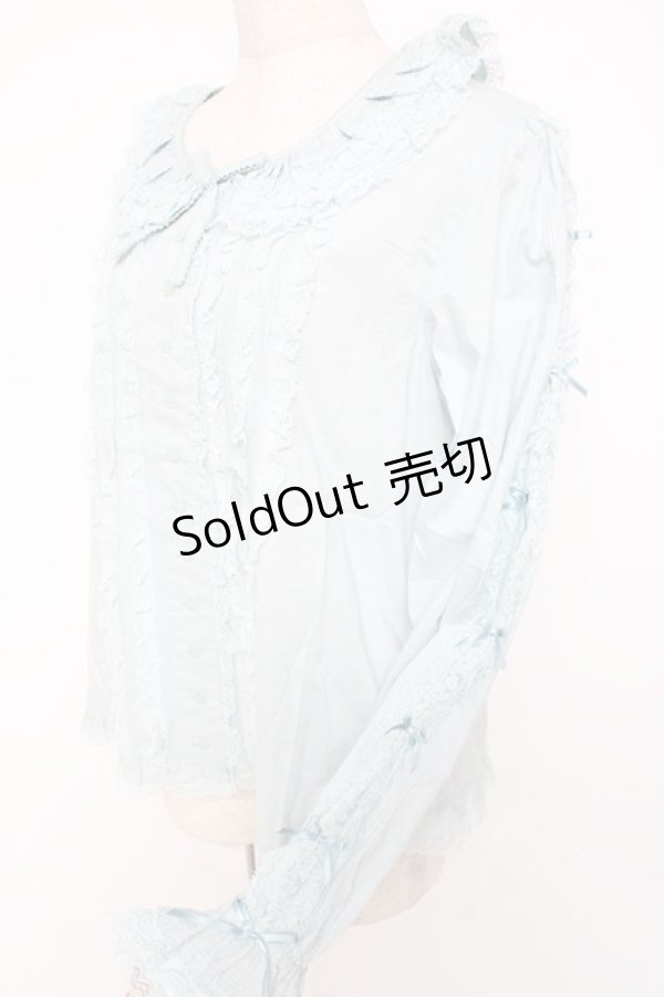 画像3: PINK HOUSE / レース&リボン使いローンブラウス F サックス(ミント) Y-25-12-20-030-LO-BL-SZ-ZY (3)