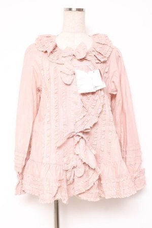 画像: PINK HOUSE / リボン付きローンフリルオーバーブラウス F ピンク Y-25-12-20-032-LO-BL-SZ-ZY