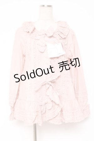 画像: PINK HOUSE / リボン付きローンフリルオーバーブラウス F ピンク Y-25-12-20-032-LO-BL-SZ-ZS