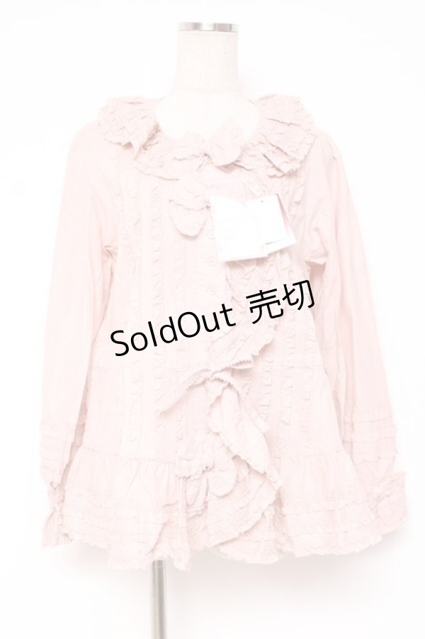 画像1: PINK HOUSE / リボン付きローンフリルオーバーブラウス F ピンク Y-25-12-20-032-LO-BL-SZ-ZS (1)
