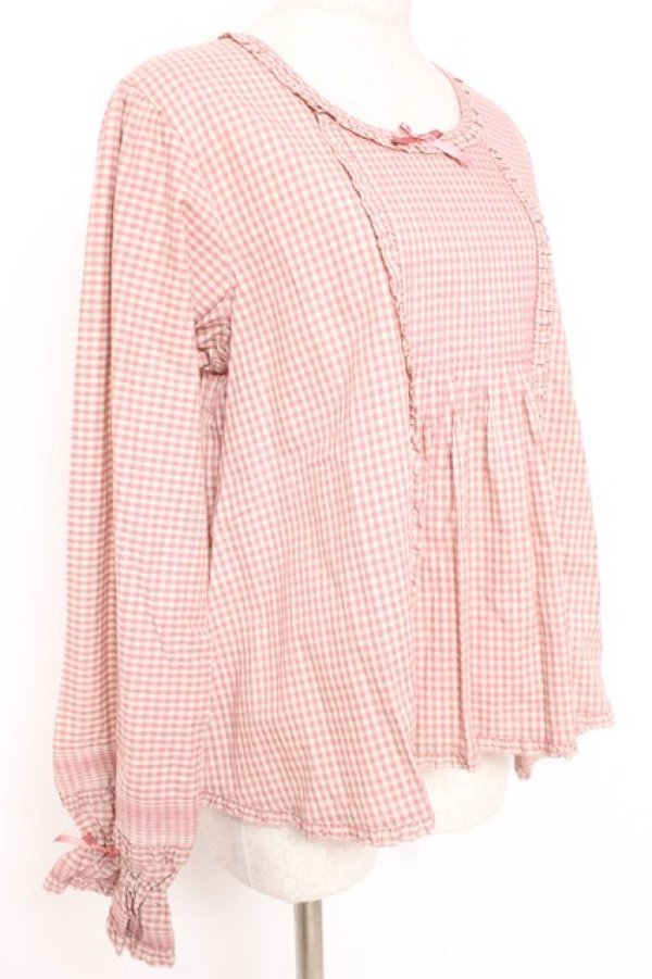 画像2: PINK HOUSE / フリル使いブラウス F ピンク Y-25-12-20-038-LO-TO-SZ-ZY (2)