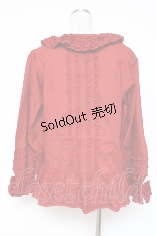 画像3: PINK HOUSE / リボン付きローンフリルオーバーブラウス F 赤 Y-25-12-20-039-LO-BL-SZ-ZY (3)