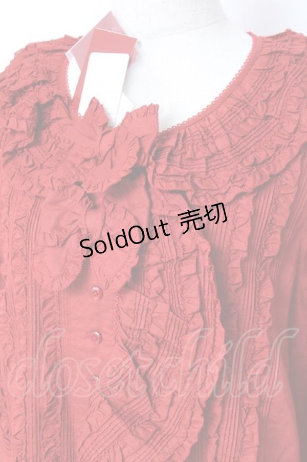 画像4: PINK HOUSE / リボン付きローンフリルオーバーブラウス F 赤 Y-25-12-20-039-LO-BL-SZ-ZY (4)