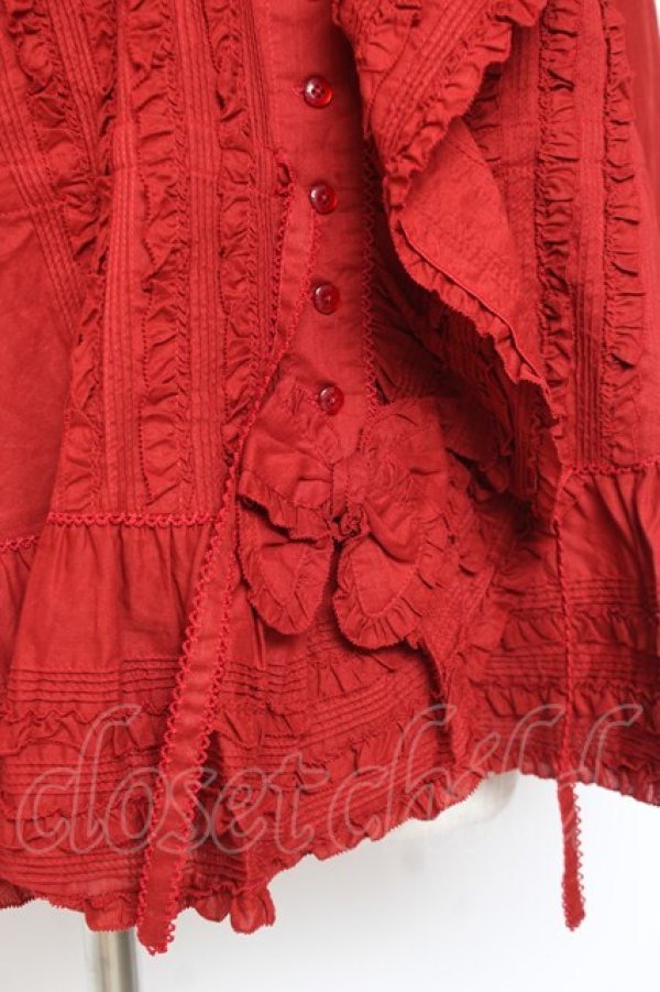 画像5: PINK HOUSE / リボン付きローンフリルオーバーブラウス F 赤 Y-25-12-20-039-LO-BL-SZ-ZY (5)