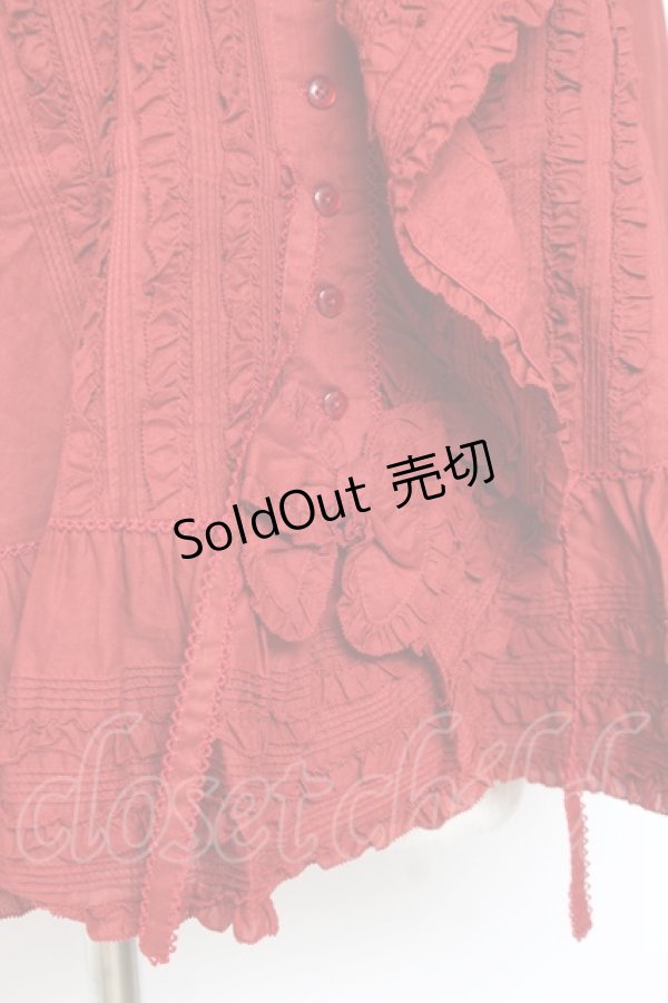 画像5: PINK HOUSE / リボン付きローンフリルオーバーブラウス F 赤 Y-25-12-20-039-LO-BL-SZ-ZY (5)