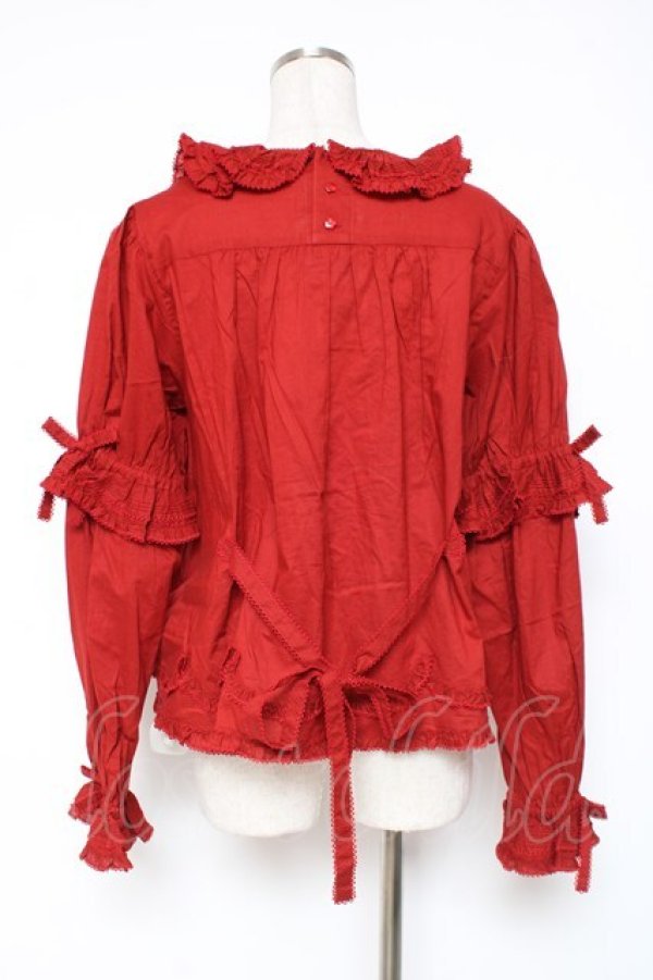 画像3: PINK HOUSE / Berry Rose刺繍入りブラウス F 赤 Y-25-12-20-040-LO-BL-SZ-ZY (3)