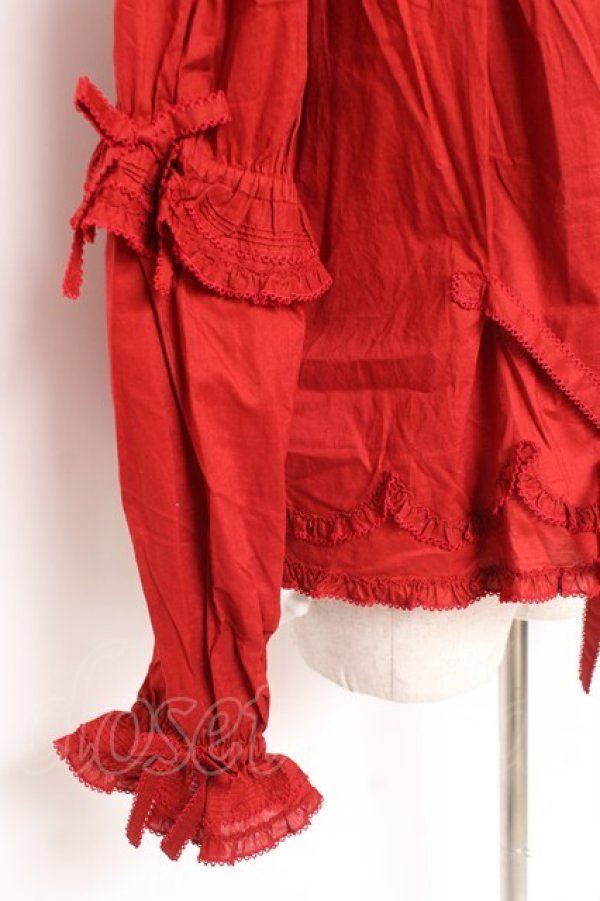 画像5: PINK HOUSE / Berry Rose刺繍入りブラウス F 赤 Y-25-12-20-040-LO-BL-SZ-ZY (5)