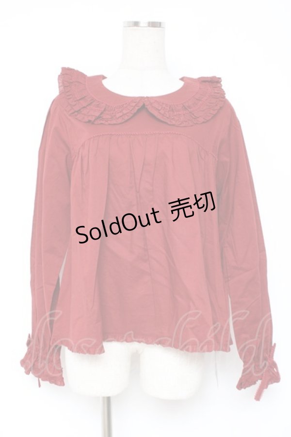 画像1: PINK HOUSE / リボンタイ付きローンブラウス F 赤 Y-25-12-20-041-LO-BL-SZ-ZY (1)