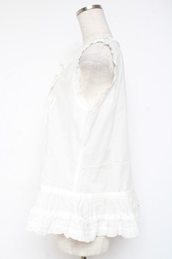 画像2: PINK HOUSE / リボンいっぱいフリルベスト F 白 Y-25-12-20-005-LO-TO-SZ-ZY (2)