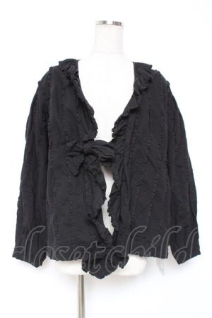 画像: PINK HOUSE / フリル使いオーバーブラウス F 黒 Y-25-12-20-044-LO-BL-SZ-ZY