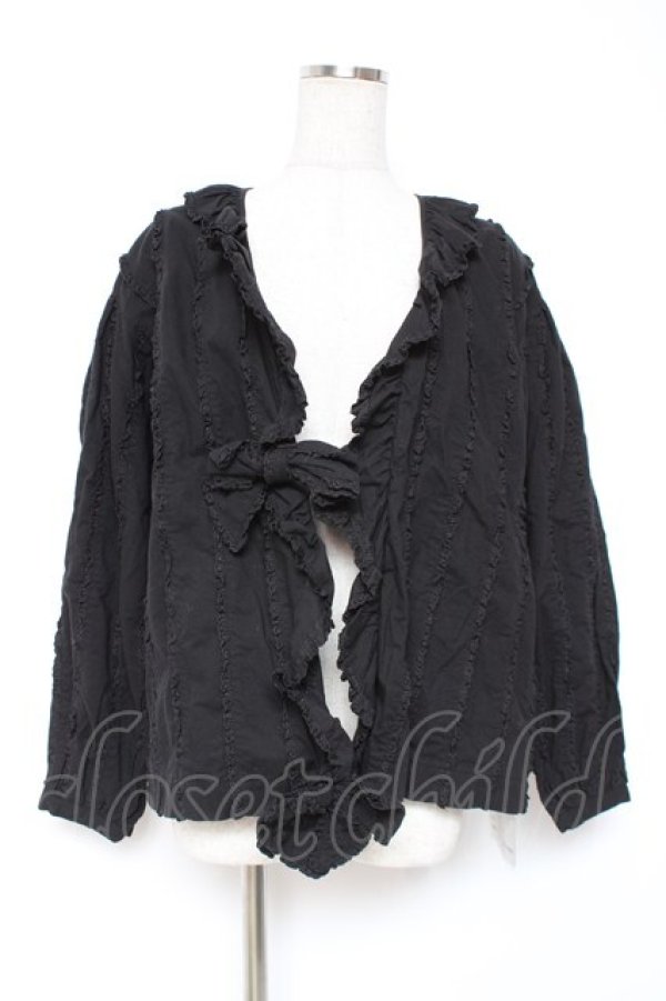 画像1: PINK HOUSE / フリル使いオーバーブラウス F 黒 Y-25-12-20-044-LO-BL-SZ-ZY (1)