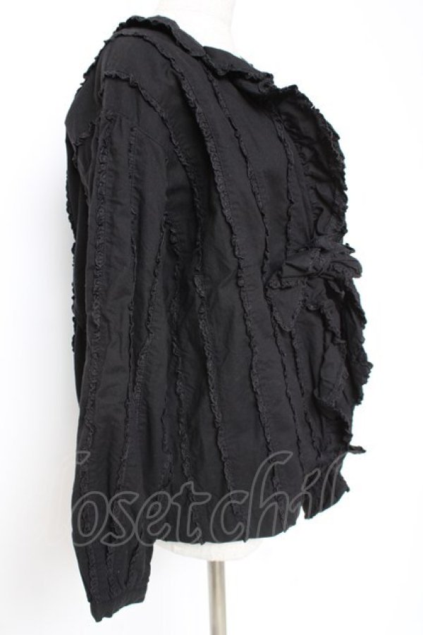 画像2: PINK HOUSE / フリル使いオーバーブラウス F 黒 Y-25-12-20-044-LO-BL-SZ-ZY (2)