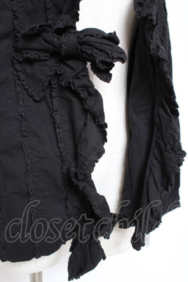 画像4: PINK HOUSE / フリル使いオーバーブラウス F 黒 Y-25-12-20-044-LO-BL-SZ-ZY (4)