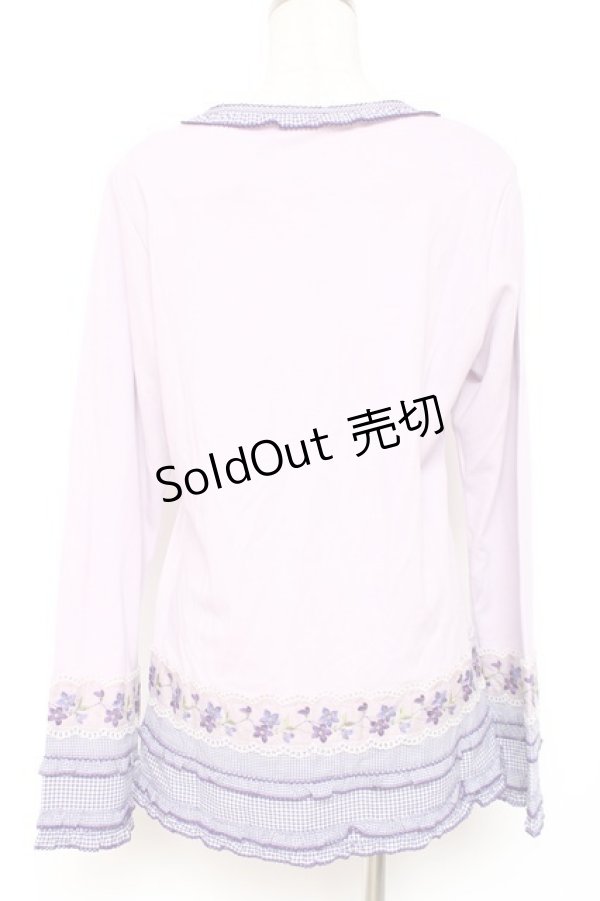 画像3: PINK HOUSE / ギンガム×バイオレットレース使いカットソー L ラベンダー Y-25-12-20-046-LO-TO-SZ-ZY (3)