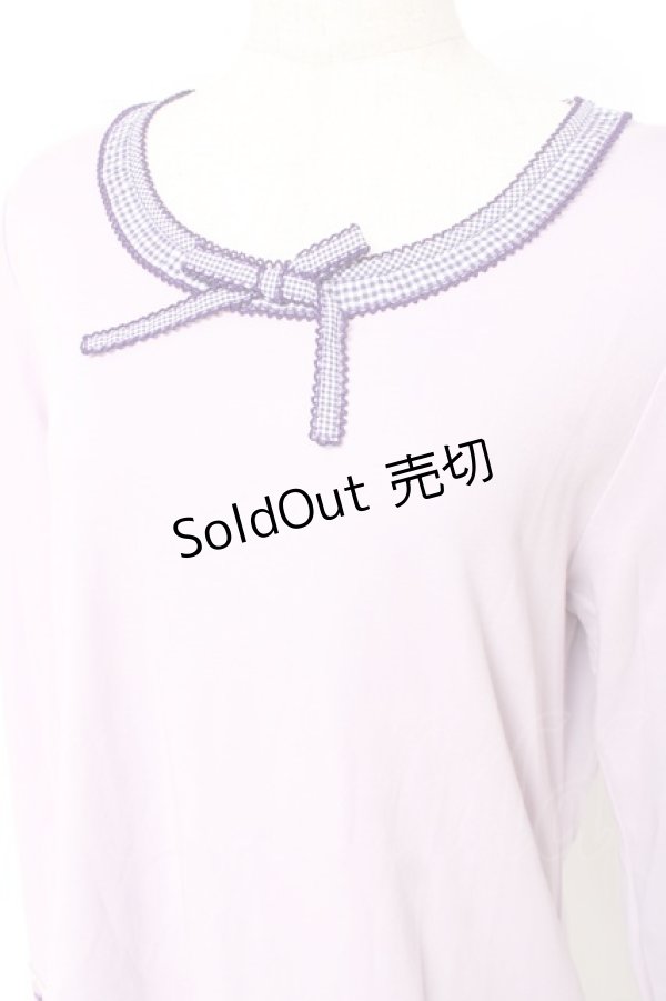 画像4: PINK HOUSE / ギンガム×バイオレットレース使いカットソー L ラベンダー Y-25-12-20-046-LO-TO-SZ-ZY (4)