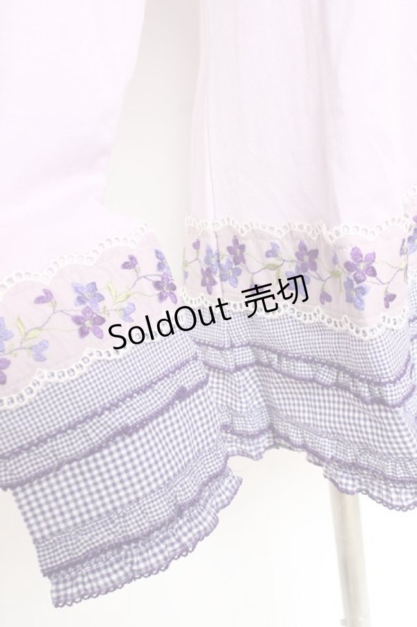 画像5: PINK HOUSE / ギンガム×バイオレットレース使いカットソー L ラベンダー Y-25-12-20-046-LO-TO-SZ-ZY (5)