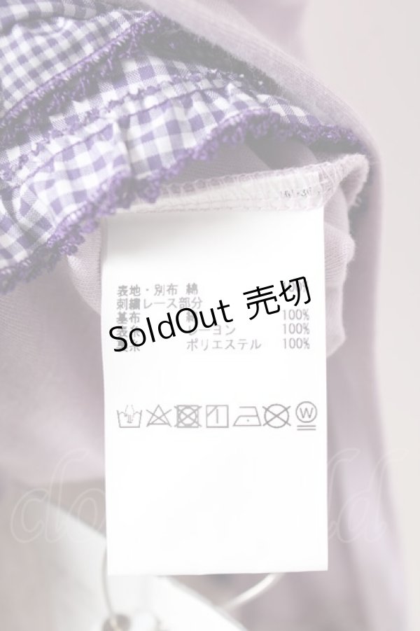 画像6: PINK HOUSE / ギンガム×バイオレットレース使いカットソー L ラベンダー Y-25-12-20-046-LO-TO-SZ-ZY (6)