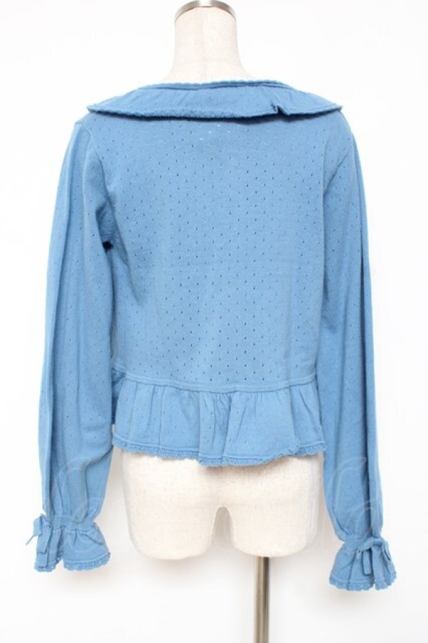 画像3: PINK HOUSE / 透かし柄ボレロ風カーディガン F ブルー Y-25-12-20-047-LO-TO-SZ-ZY (3)