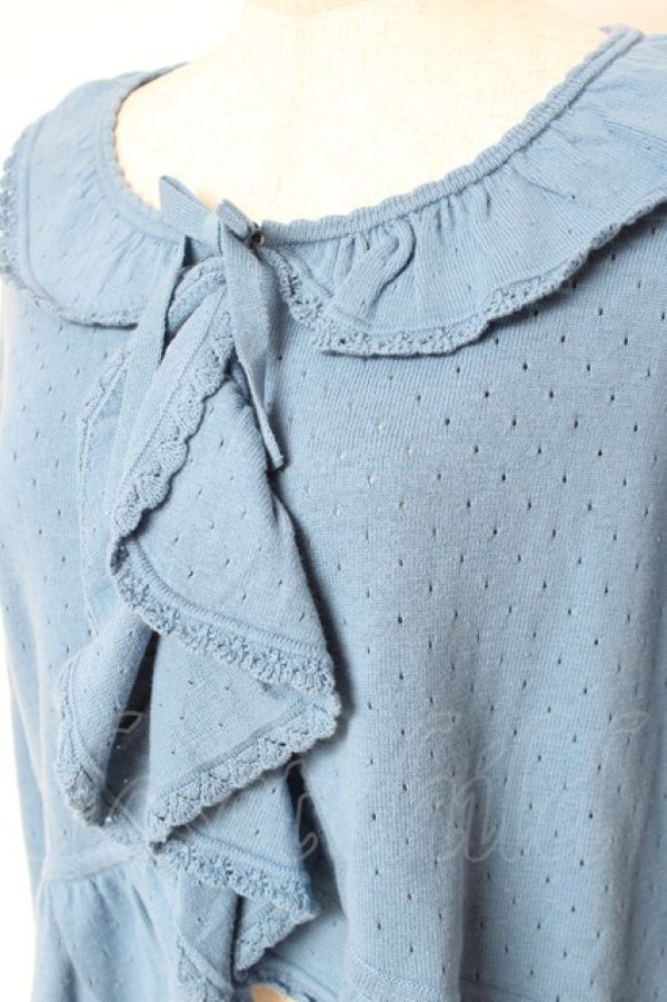 画像4: PINK HOUSE / 透かし柄ボレロ風カーディガン F ブルー Y-25-12-20-047-LO-TO-SZ-ZY (4)