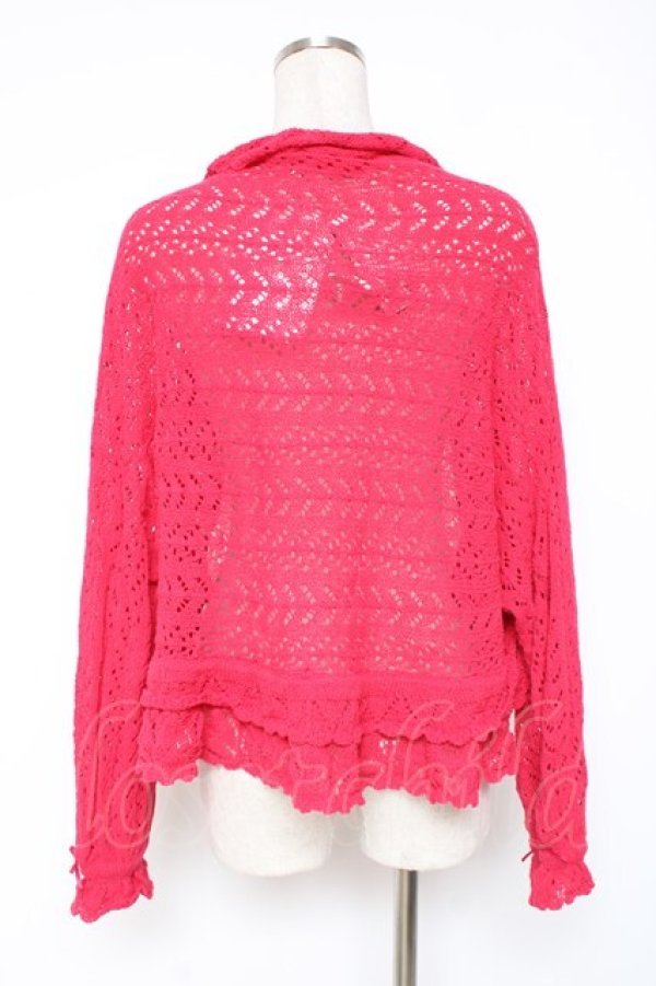 画像3: PINK HOUSE / 透かし編みボレロ風カーディガン F レッド(ダークピンク) Y-25-12-20-050-LO-TO-AS-ZY (3)