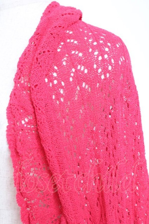 画像5: PINK HOUSE / 透かし編みボレロ風カーディガン F レッド(ダークピンク) Y-25-12-20-050-LO-TO-AS-ZY (5)