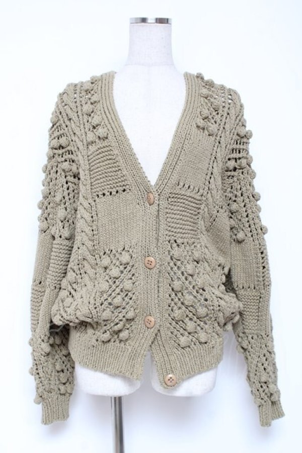 画像2: PINK HOUSE / モチーフつきニットカーディガン F カーキ Y-25-12-20-051-LO-TO-SZ-ZY (2)