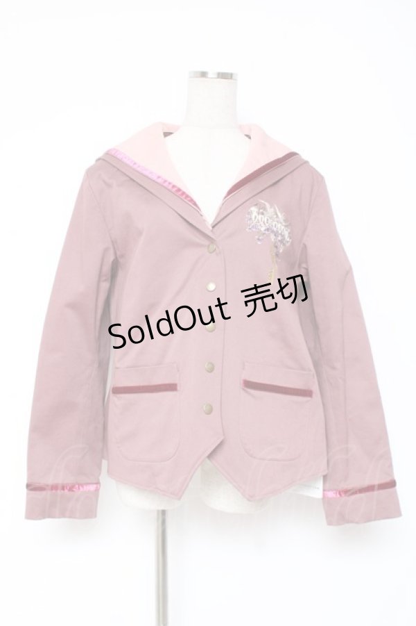 画像1: PINK HOUSE / フィフティバイオレッツ刺繍入りセーラーカラージャケット L ピンク Y-25-12-20-054-LO-JA-SZ-ZT0207B (1)