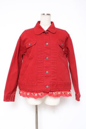 画像: PINK HOUSE / タータンチェックライナーベスト付きストレッチデニムジャケット F 赤 Y-25-12-20-055-LO-JA-SZ-ZY