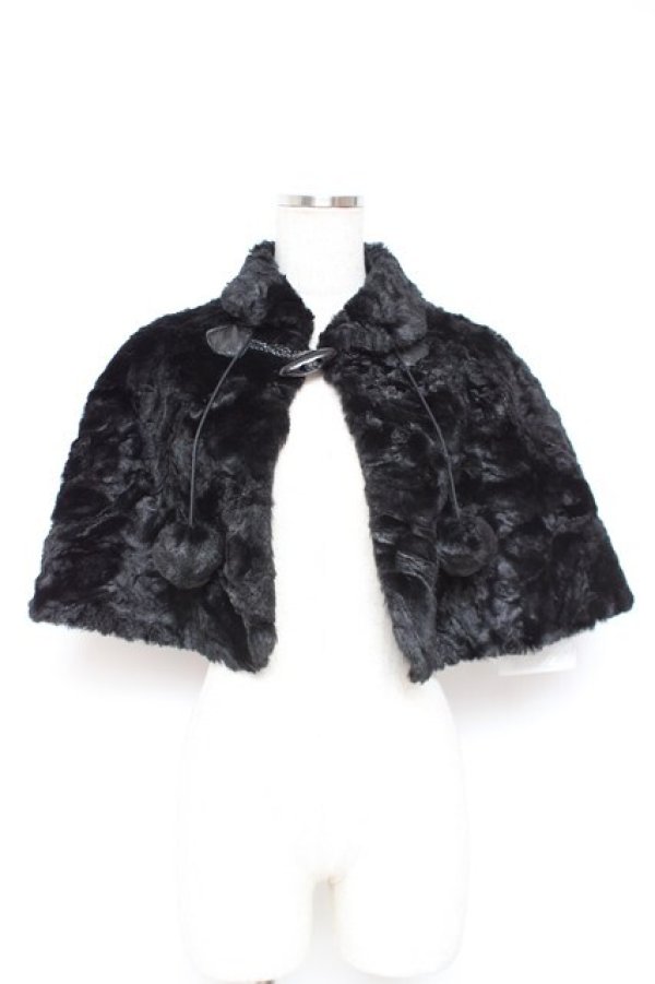 画像1: PINK HOUSE / フェイクファーケープ F 黒 Y-25-12-20-059-LO-TO-SZ-ZY (1)