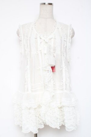 画像: PINK HOUSE / ドットチュールレースベスト F 白 Y-25-12-20-007-LO-BL-SZ-ZY