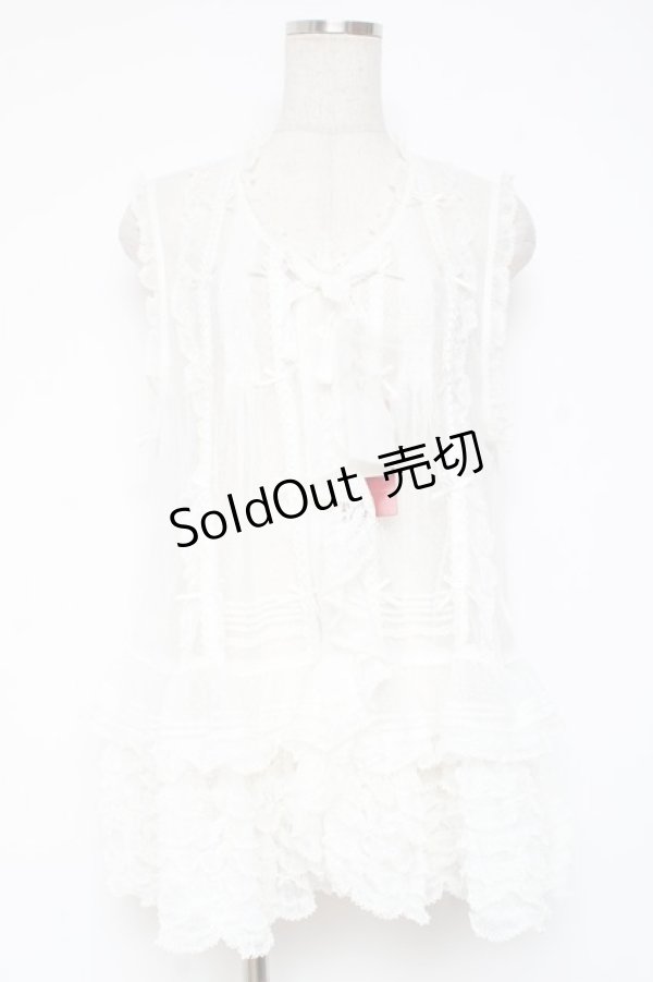 画像1: PINK HOUSE / ドットチュールレースベスト F 白 Y-25-12-20-007-LO-BL-SZ-ZY (1)