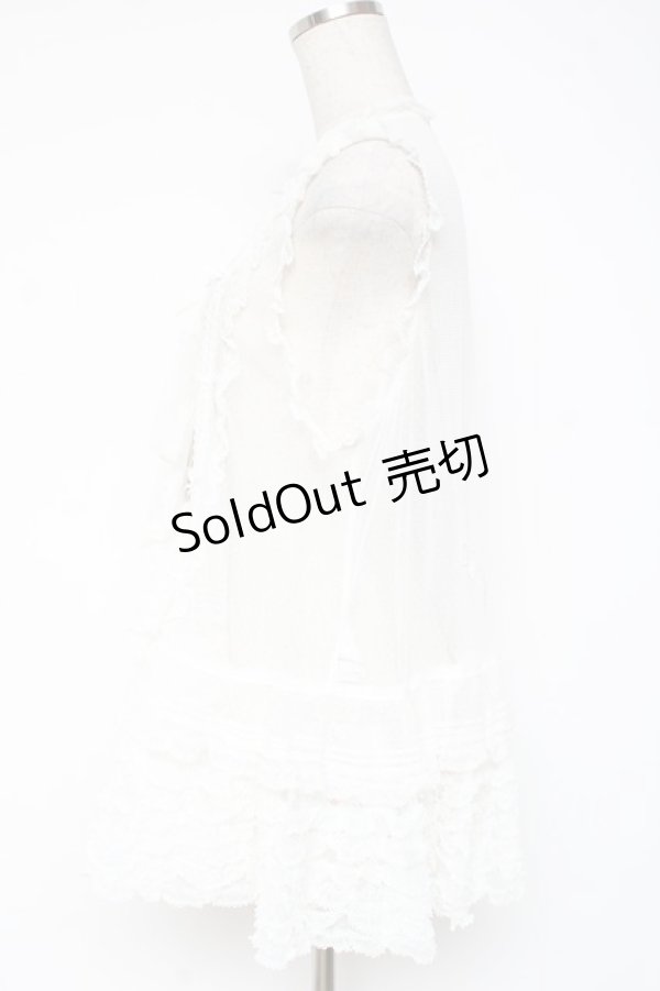 画像2: PINK HOUSE / ドットチュールレースベスト F 白 Y-25-12-20-007-LO-BL-SZ-ZY (2)