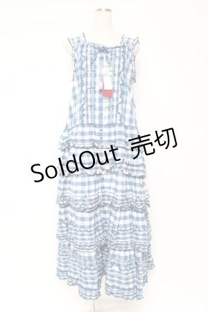 画像: PINK HOUSE / ギンガムチェックロングワンピース F 青 Y-25-12-20-066-LO-OP-SZ-ZY