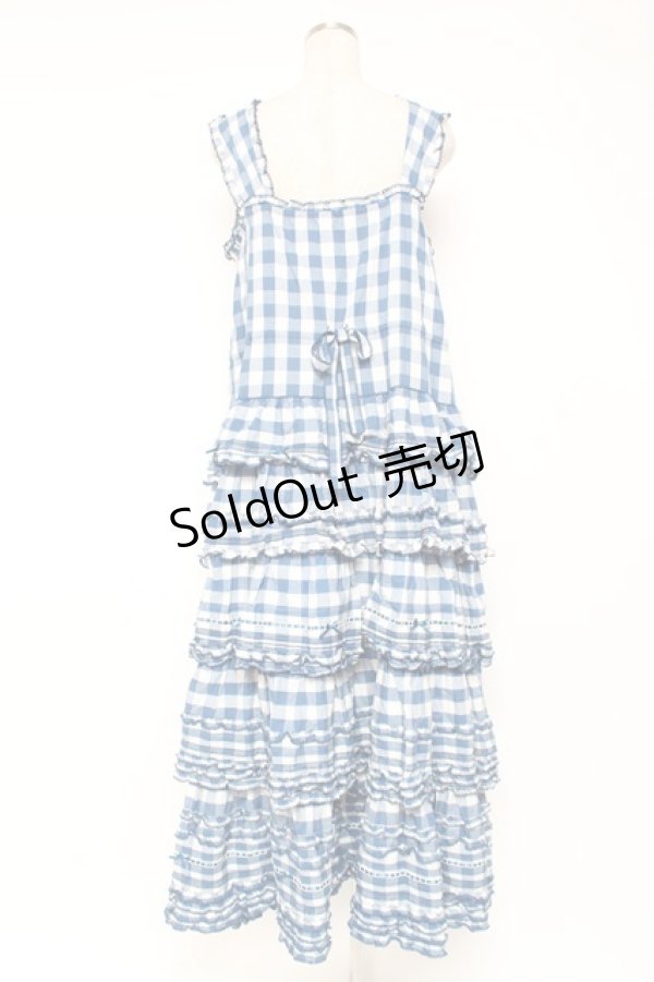 画像3: PINK HOUSE / ギンガムチェックロングワンピース F 青 Y-25-12-20-066-LO-OP-SZ-ZY (3)