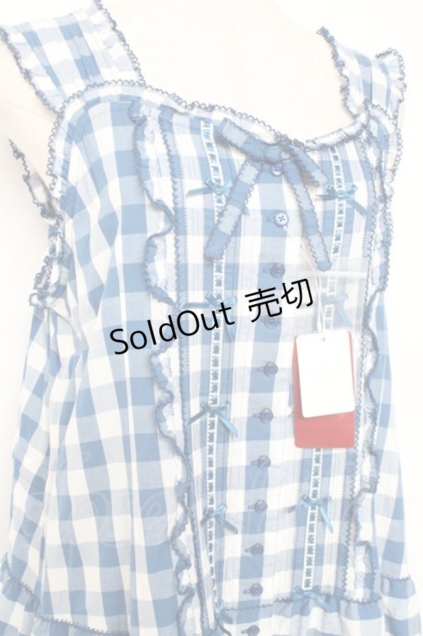 画像5: PINK HOUSE / ギンガムチェックロングワンピース F 青 Y-25-12-20-066-LO-OP-SZ-ZY (5)
