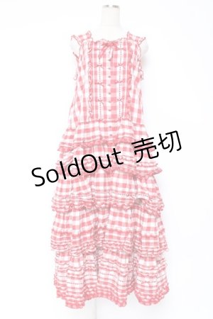 画像: PINK HOUSE / ギンガムチェックロングワンピース  赤ｘ白 Y-25-12-20-067-LO-OP-SZ-ZY
