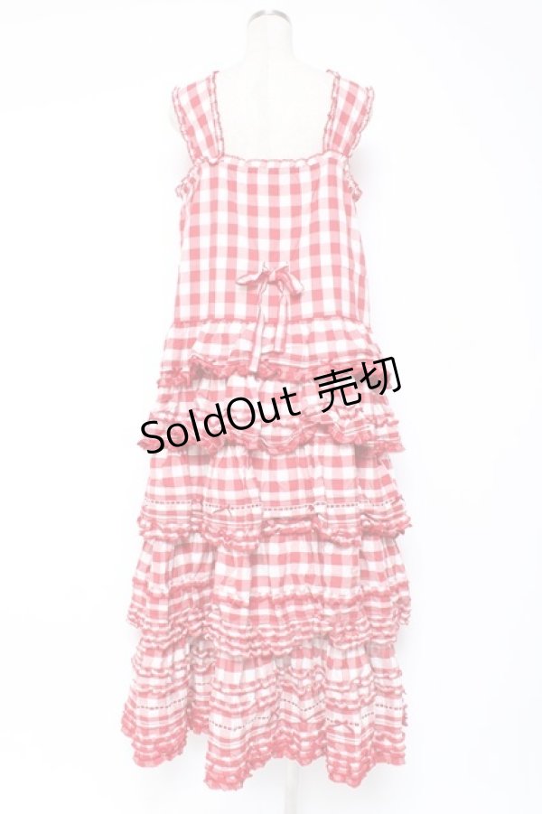 画像3: PINK HOUSE / ギンガムチェックロングワンピース  赤ｘ白 Y-25-12-20-067-LO-OP-SZ-ZY (3)