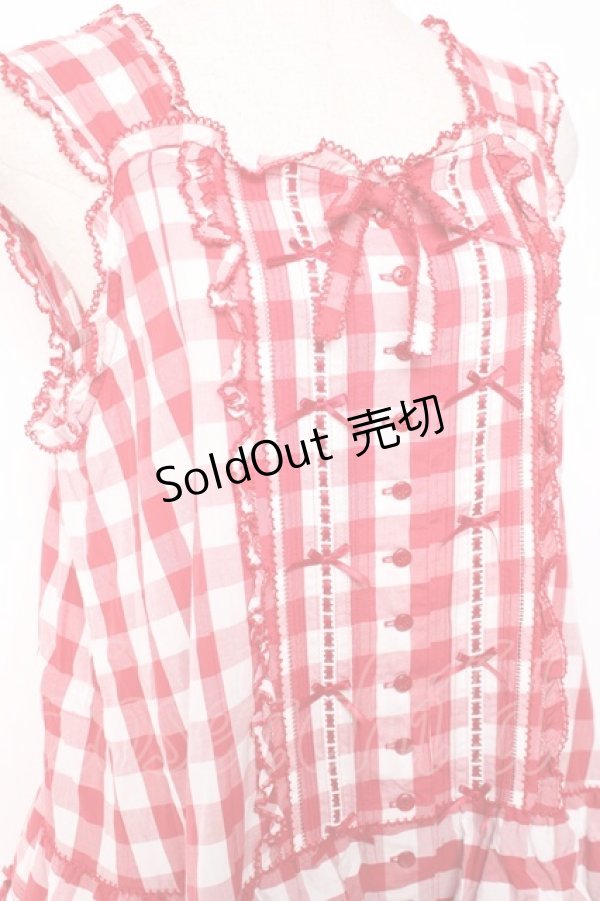画像5: PINK HOUSE / ギンガムチェックロングワンピース  赤ｘ白 Y-25-12-20-067-LO-OP-SZ-ZY (5)