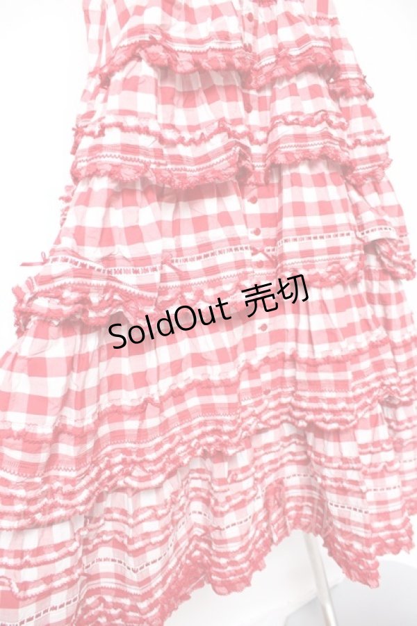 画像7: PINK HOUSE / ギンガムチェックロングワンピース  赤ｘ白 Y-25-12-20-067-LO-OP-SZ-ZY (7)