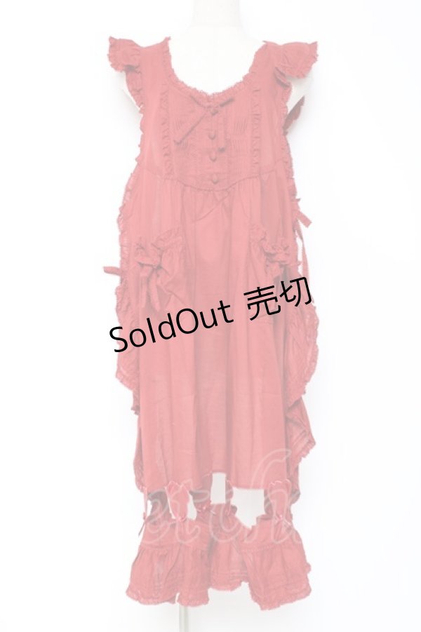 画像1: PINK HOUSE / Flower Picnicのローンタブリエ F 赤 Y-25-12-20-068-LO-OP-SZ-ZY (1)