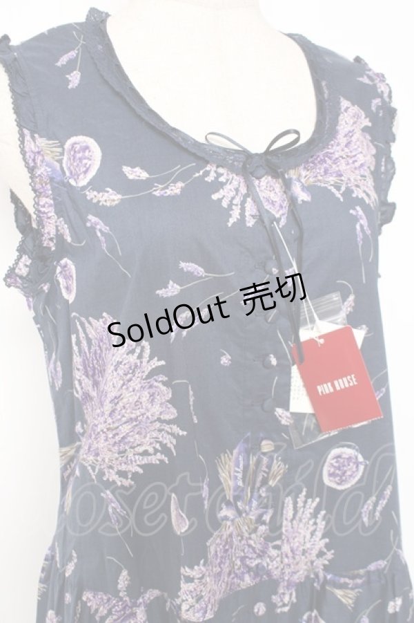 画像5: PINK HOUSE / ラベンダープリントノースリーブワンピース F 紺 Y-25-12-20-075-LO-OP-AS-ZY (5)