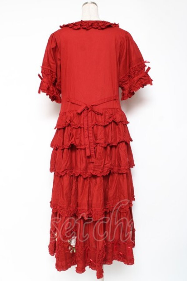 画像3: PINK HOUSE / Berry Rose刺繍入りパッチワーク風ワンピース F 赤 Y-25-12-20-080-LO-OP-AS-ZS (3)