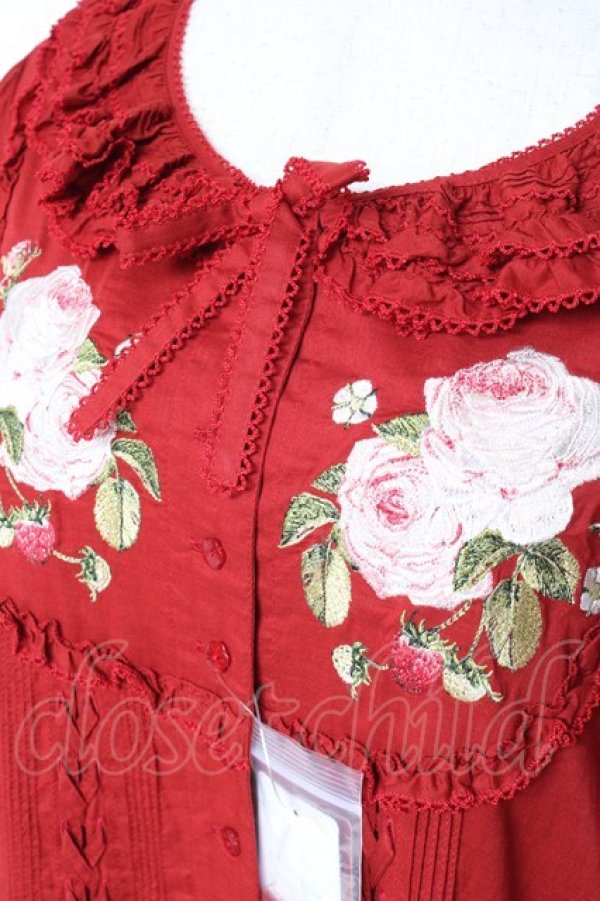 画像6: PINK HOUSE / Berry Rose刺繍入りパッチワーク風ワンピース F 赤 Y-25-12-20-080-LO-OP-AS-ZS (6)
